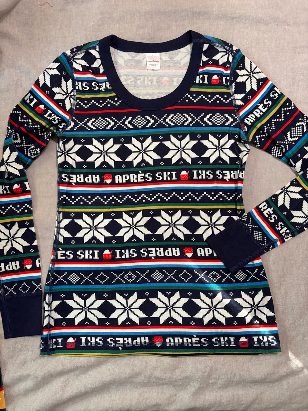 Women’s Navy 'Après Ski' Patterned Pajama Top NWOT
